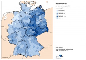 Leerstsandsquote 2011 – Anteil der leer stehenden Wohnungen an allen Wohnungen in Wohngebäuden
